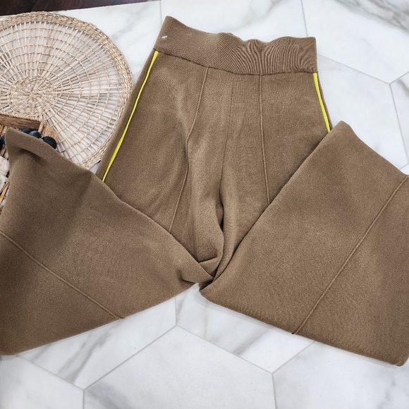 [ BEATRICE b.]- WOMEN'S size 6, tan- brown/Yellow  pull on WOOL WIDE LEG TROUSER - Picture 11 of 16